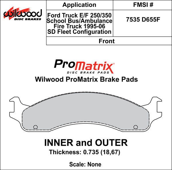 Wilwood Brake Pads - D655F Pad Shape