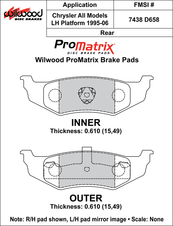 Wilwood Brake Pads - D658 Pad Shape
