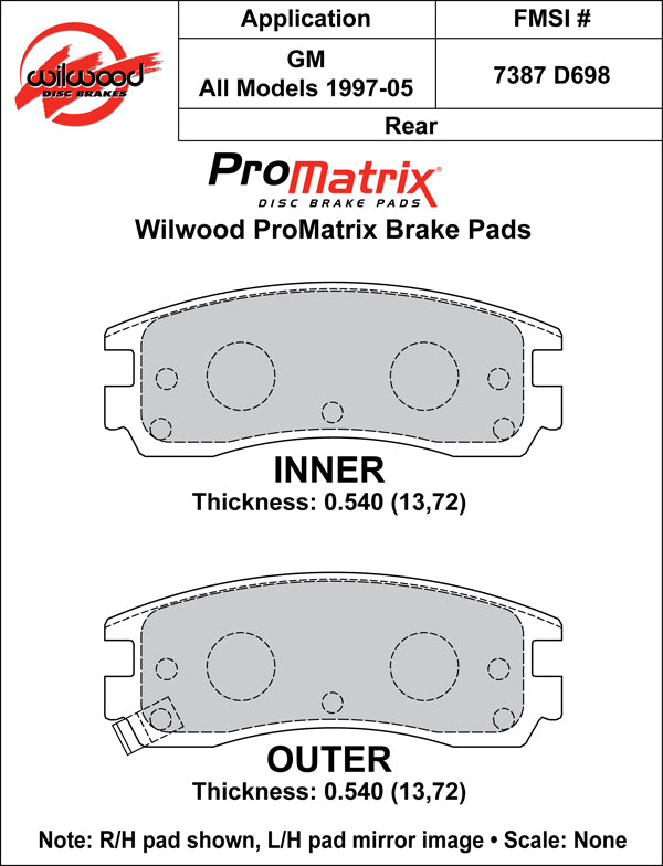 Wilwood Brake Pads - D698 Pad Shape