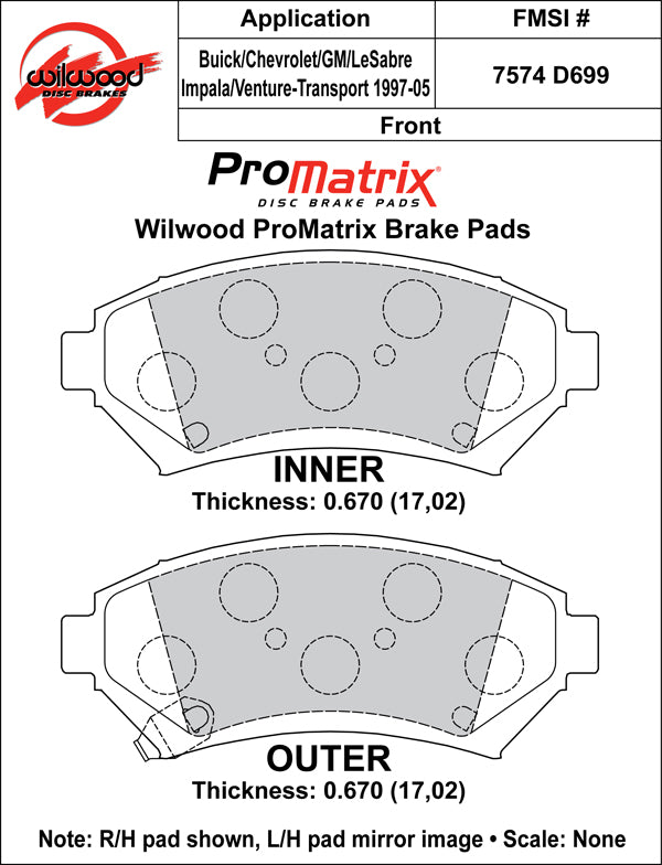 Wilwood Brake Pads - D699 Pad Shape