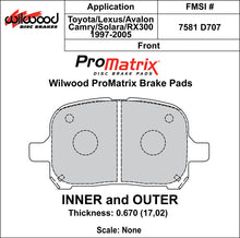 Load image into Gallery viewer, Wilwood Brake Pads - D707 Pad Shape