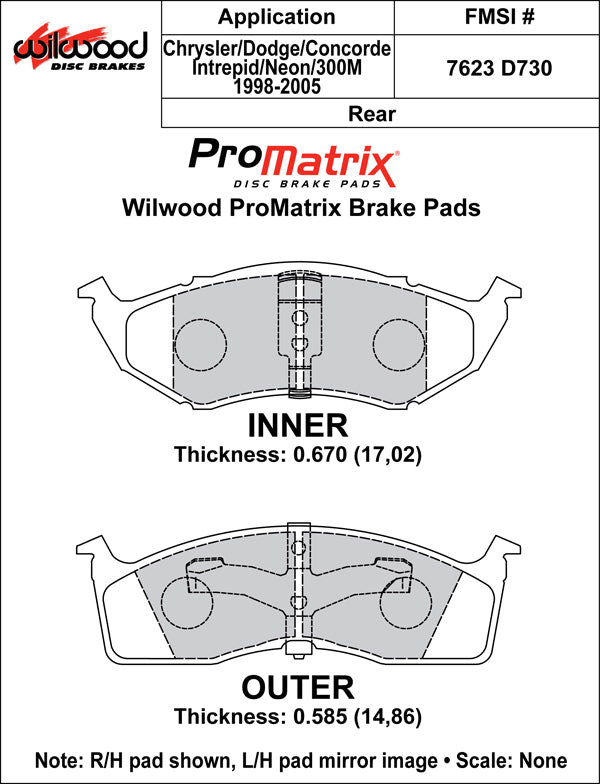 Wilwood Brake Pads - D730 Pad Shape