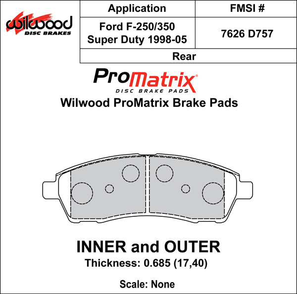 Wilwood Brake Pads - D757 Pad Shape