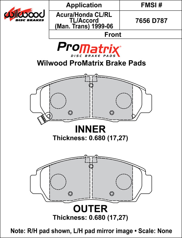 Wilwood Brake Pads - D787 Pad Shape