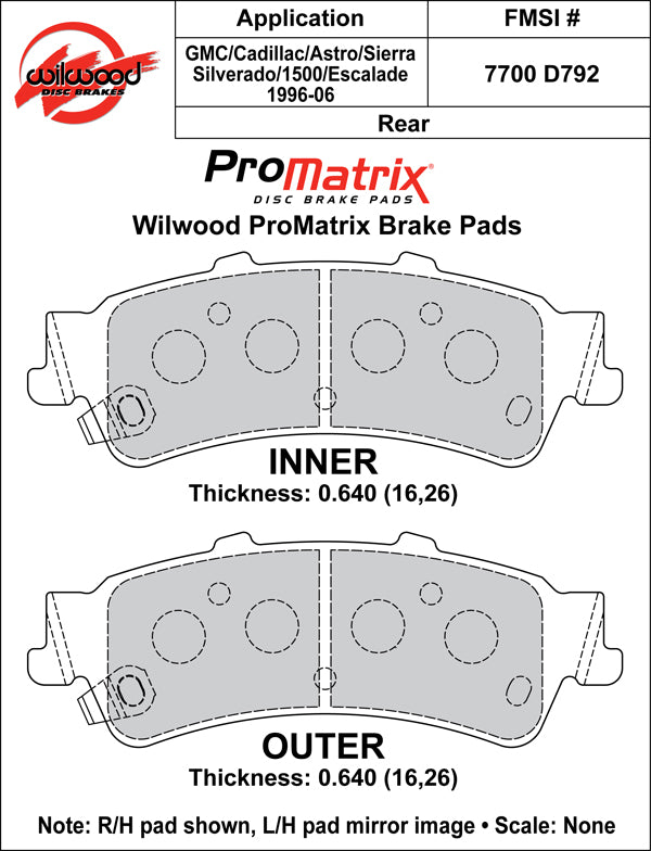 Wilwood Brake Pads - D792 Pad Shape