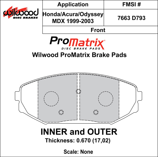 Wilwood Brake Pads - D793 Pad Shape
