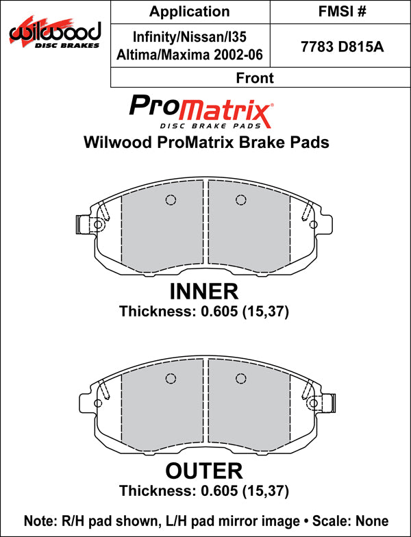 Wilwood Brake Pads - D815A Pad Shape