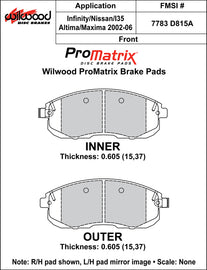 Wilwood Brake Pads - D815A Pad Shape