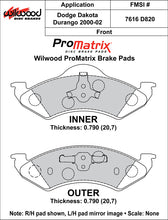 Load image into Gallery viewer, Wilwood Brake Pads - D820 Pad Shape