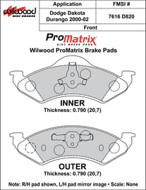 Wilwood Brake Pads - D820 Pad Shape