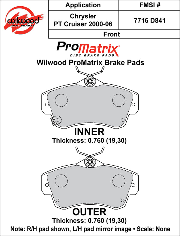 Wilwood Brake Pads - D841 Pad Shape