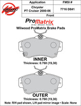 Load image into Gallery viewer, Wilwood Brake Pads - D841 Pad Shape