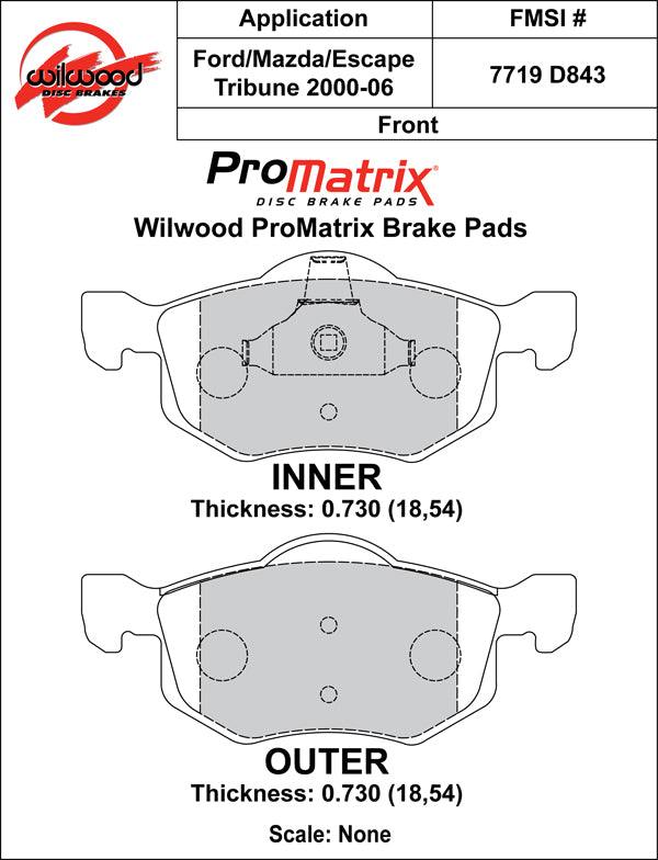 Wilwood Brake Pads - D843 Pad Shape
