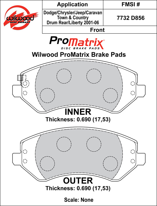 Wilwood Brake Pads - D856 Pad Shape