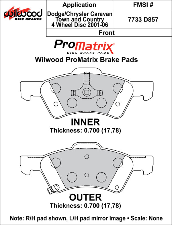 Wilwood Brake Pads - D857 Pad Shape