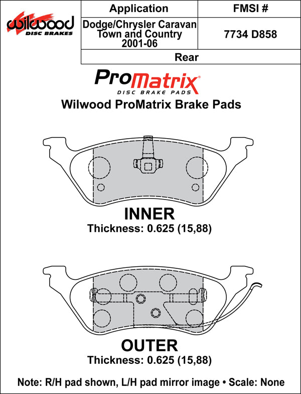 Wilwood Brake Pads - D858 Pad Shape