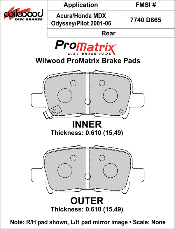 Wilwood Brake Pads - D865 Pad Shape