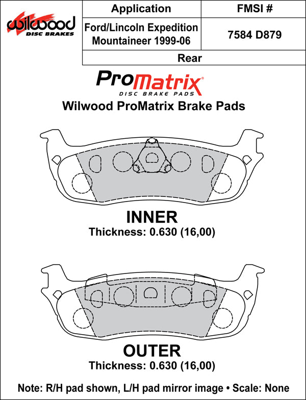 Wilwood Brake Pads - D879 Pad Shape