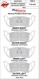 Wilwood Brake Pads - D881 Pad Shape