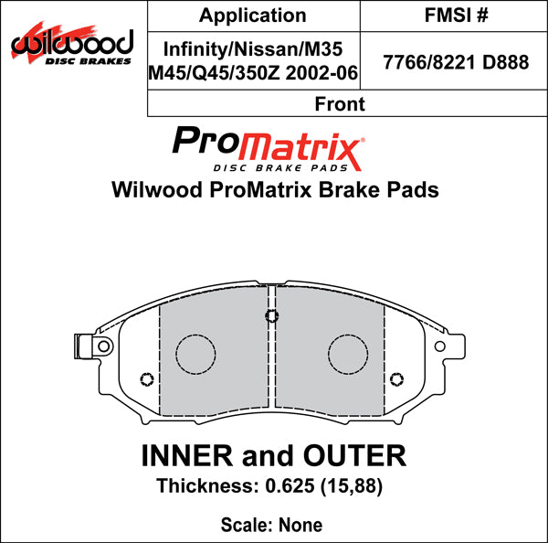 Wilwood Brake Pads - D888 Pad Shape