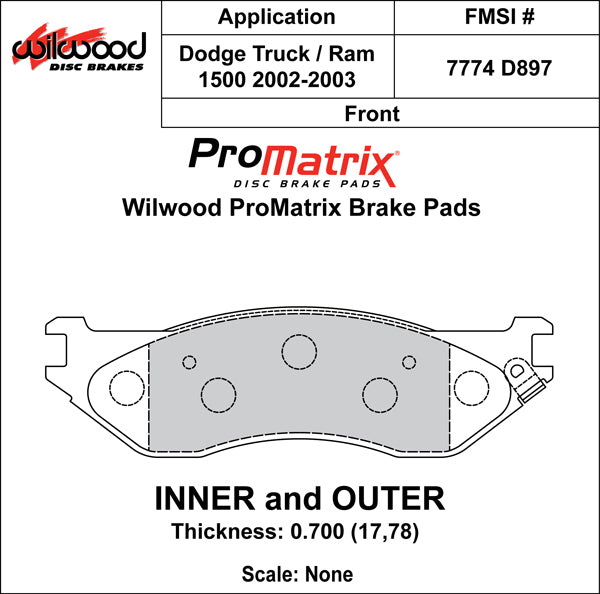 Wilwood Brake Pads - D897 Pad Shape