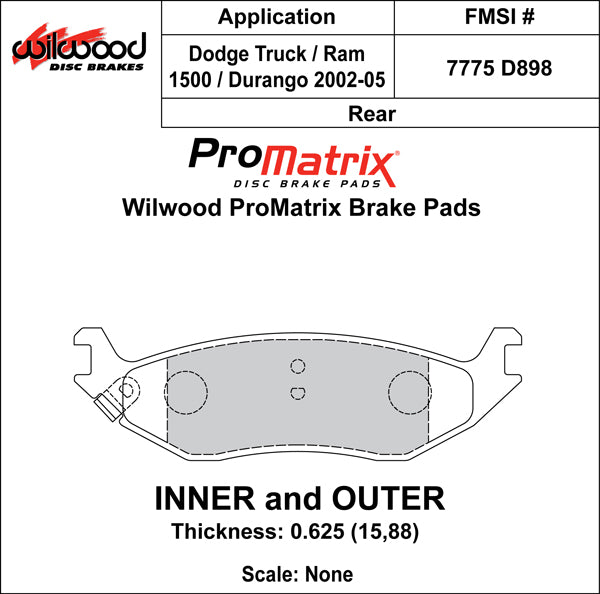 Wilwood Brake Pads - D898 Pad Shape