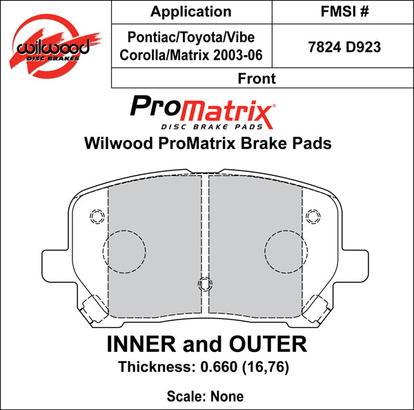 Wilwood Brake Pads - D923 Pad Shape