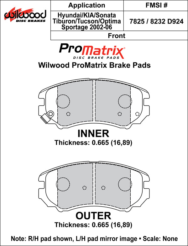 Wilwood Brake Pads - D924 Pad Shape