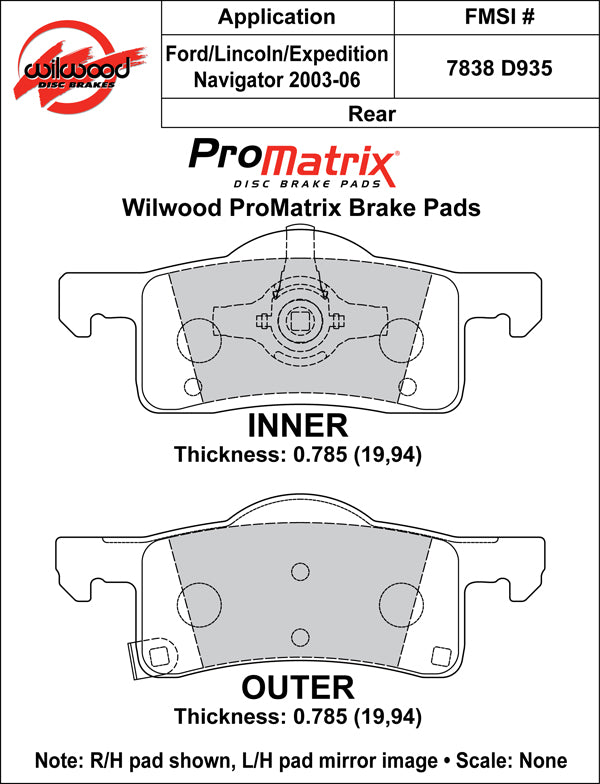 Wilwood Brake Pads - D935 Pad Shape