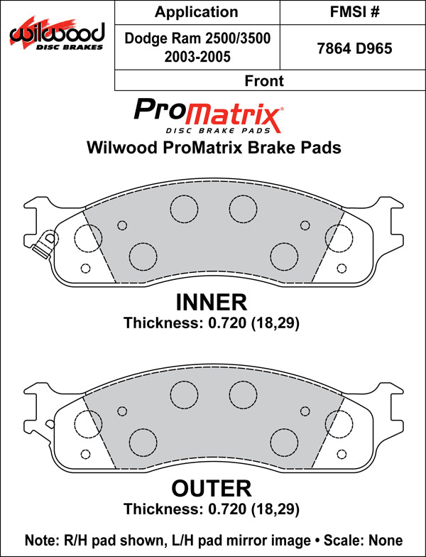 Wilwood Brake Pads - D965 Pad Shape
