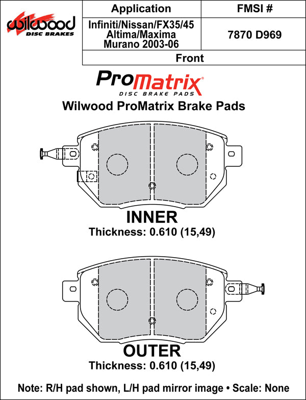 Wilwood Brake Pads - D969 Pad Shape