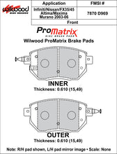 Load image into Gallery viewer, Wilwood Brake Pads - D969 Pad Shape