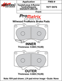 Wilwood Brake Pads - D976 Pad Shape