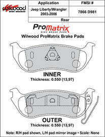 Wilwood Brake Pads - D981 Pad Shape