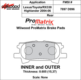 Wilwood Brake Pads - D996 Pad Shape