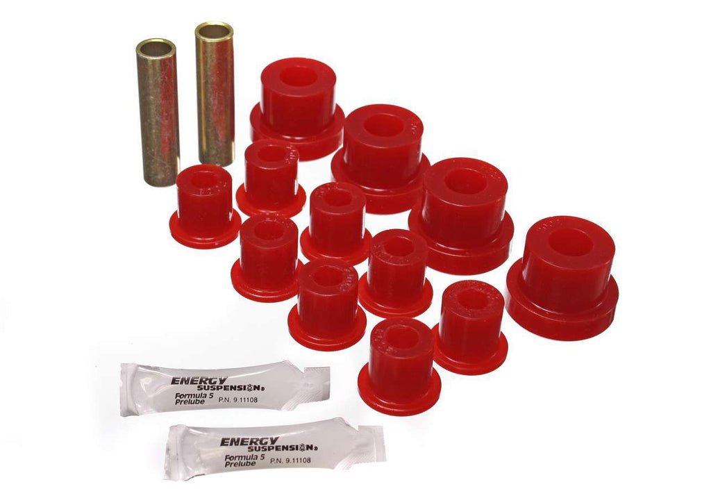 Leaf Spring Bushing Set; Red; Front; Performance Polyurethane;