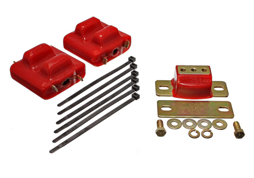 Motor And Transmission Mount; Red; Zinc Finish; Performance Polyurethane;
