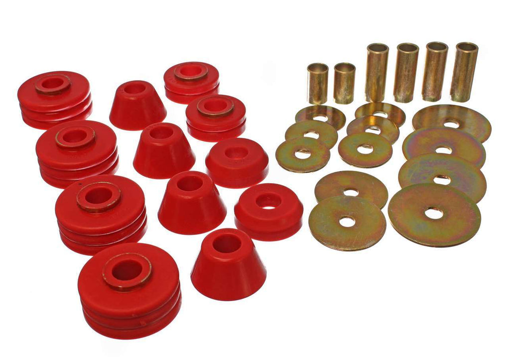 Body Cab Mount Set; Red; Performance Polyurethane;