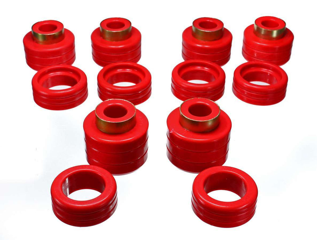 Body Cab Mount Set; Red; Performance Polyurethane;