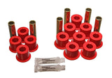 Leaf Spring Bushing Set; Red; Rear; Performance Polyurethane;