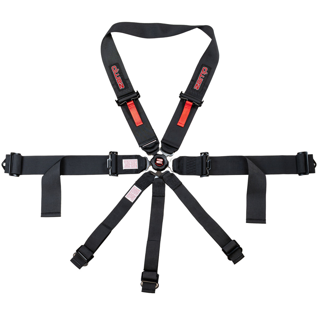 Race Seat Harness Black CAM Lock U Loop Shoulder 7 Point Pull Down (Out)
