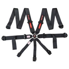 Race Seat Harness Black CAM Lock 3x3 Shoulder 7 Point Pull Down (Out)