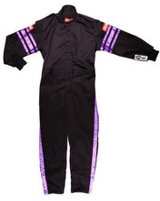 Load image into Gallery viewer, Black Suit Single Layer Kids X-Large Purple Trim