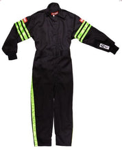 Load image into Gallery viewer, Black Suit Single Layer Kids Small Green Trim