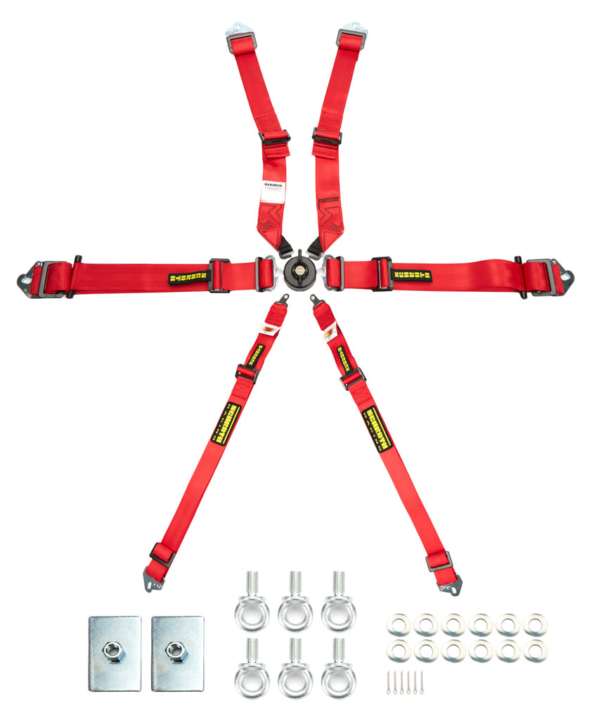 6pt Harness System Flexi Red FIA HANS