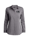 Women's Grey Button Down with Black K-Flame - S