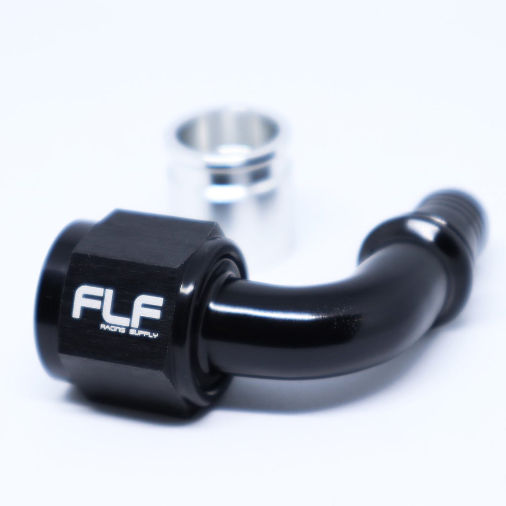 Crimp-On Swivel Hose End (Braided PTFE) - 90 Degree AN - 10 AN