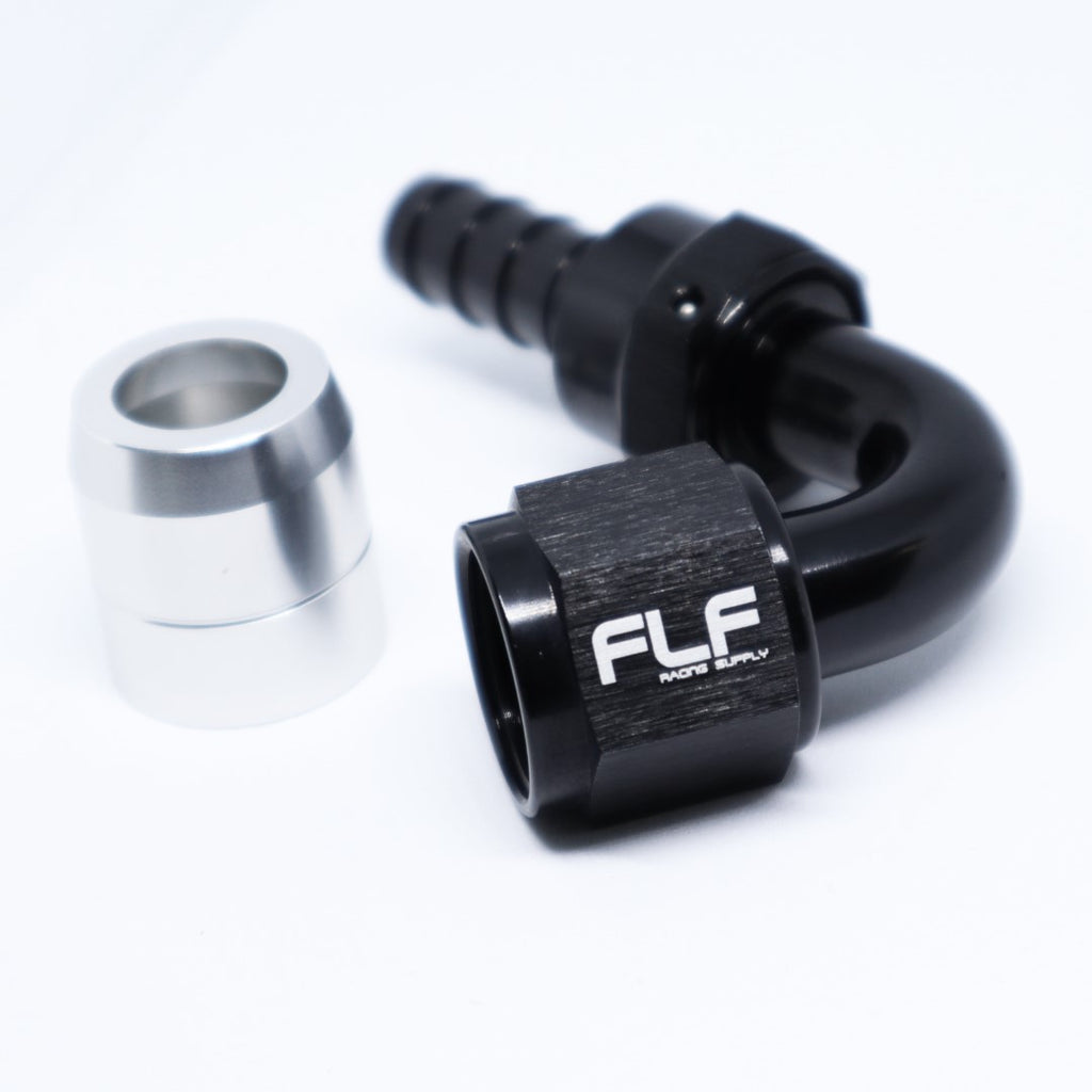 FLF Crimp-On Swivel Hose End - 120 Degree AN - 8 AN