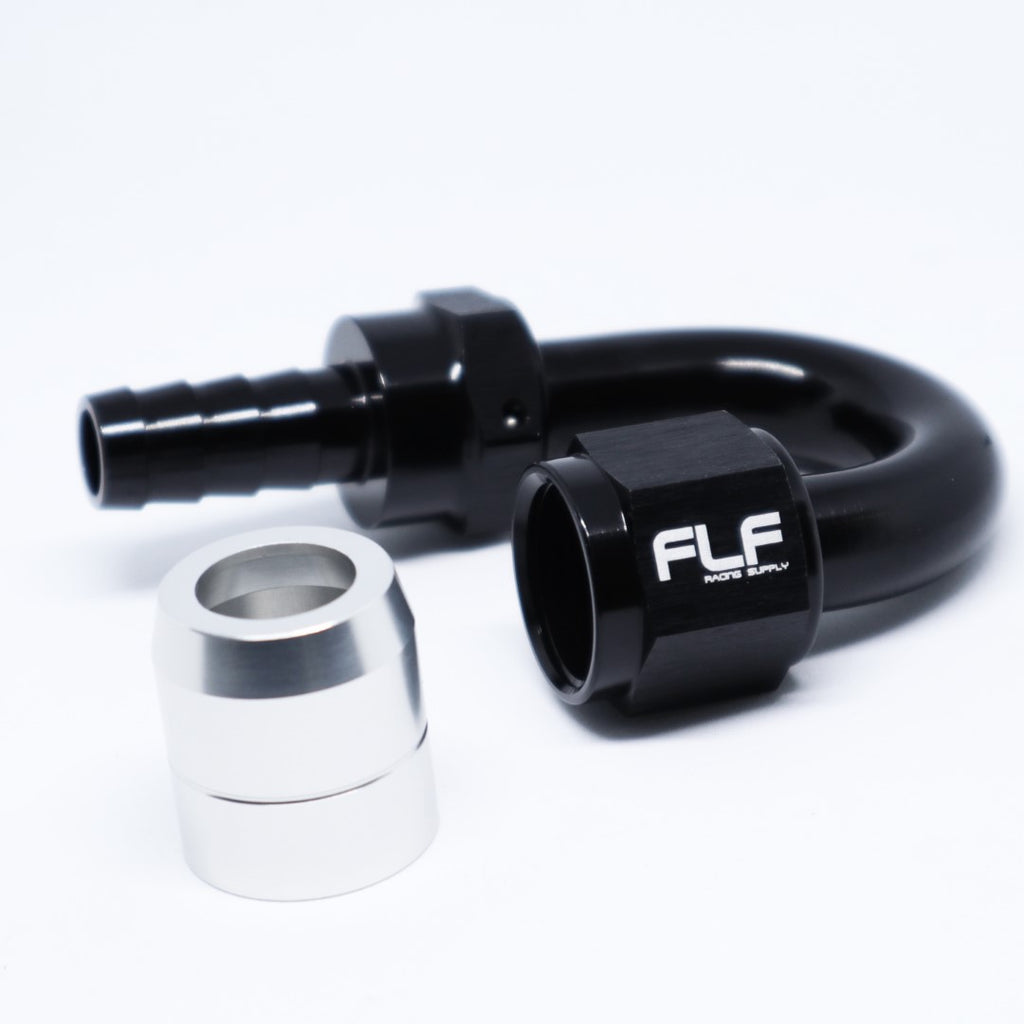 FLF Crimp-On Swivel Hose End - 150 Degree AN - 8 AN